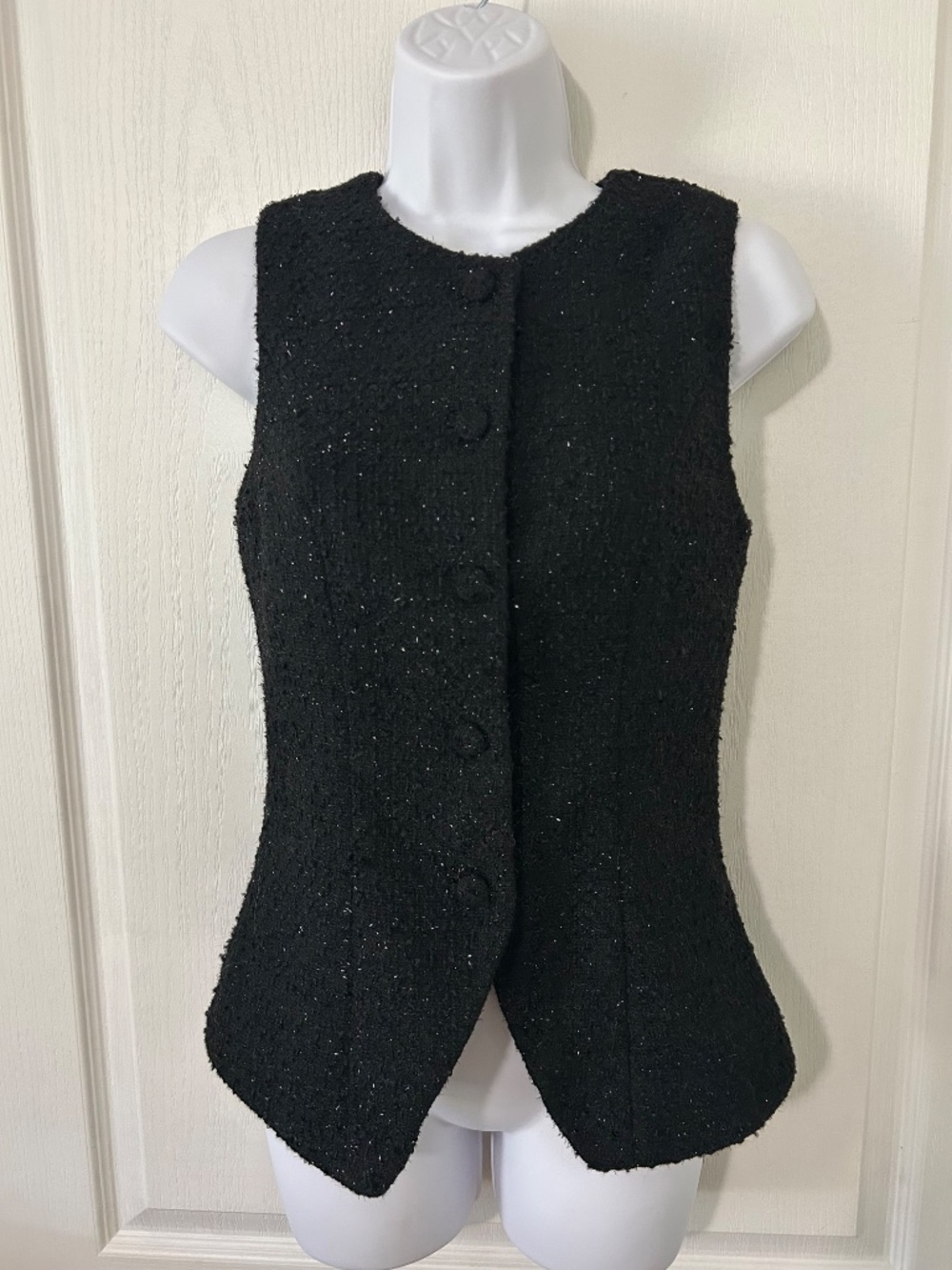Vest Black Glitter Tailored Boucle Academia Whimsigoth Parisian